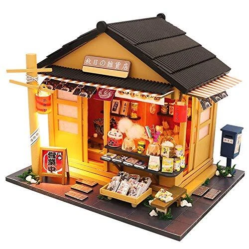 MINIATURE JAPANESE GROCERY Store Dollhouse LED Kits DIY Wooden Shop £27