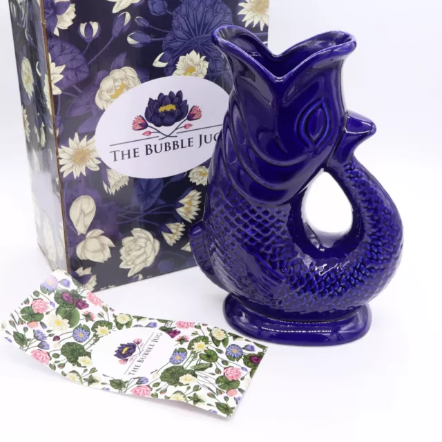 The Bubble Jug Dark Cobalt Blue Glug Gurgle Pitcher Jug Carafe - New open box