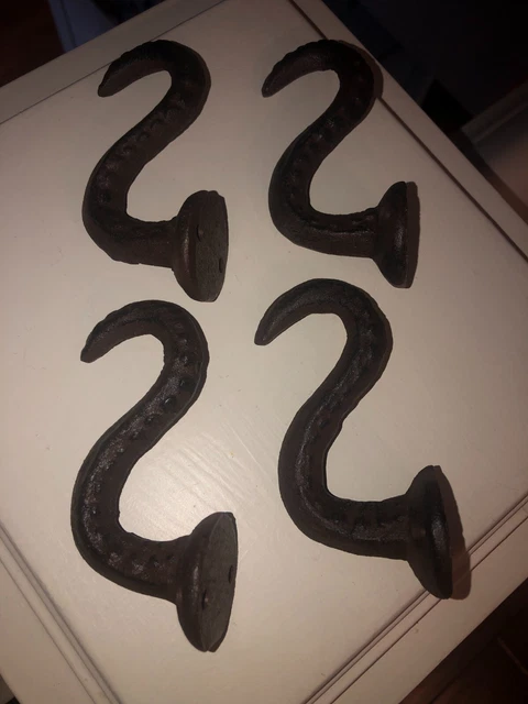 Brown Cast Iron Octopus Tentacle Metal Wall Hook (Set of 4) - NEW