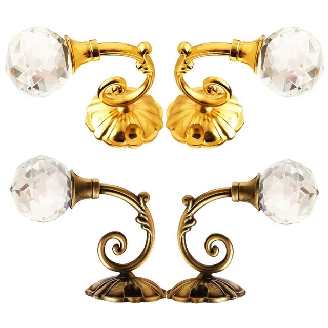 European Style Hooks Hanger Curtain Holdbacks Metal Crystal Wall Tie Backs