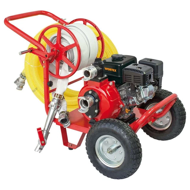 MOTOPOMPA A BENZINA con trolley 20m tubo manichetta con lancia WORTEX