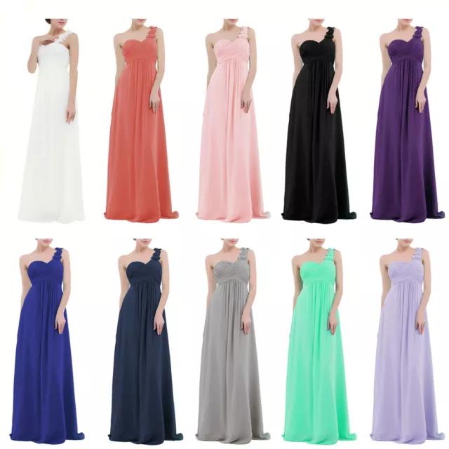 Womens One Shoulder Long Maxi Bridesmaid Dress Party Evening Prom Gown Formal