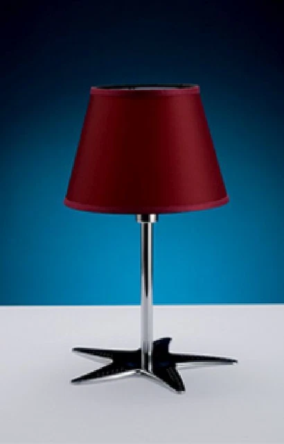 Maritime Nachttisch Lampe Chrom Rot aus Messing 40cm Modern Design edel MIRENA