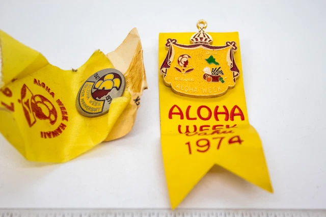 1971-74 Hawaii Aloha Week Ribbon Pin Set