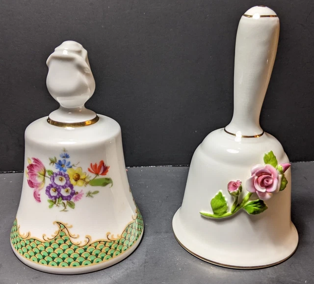 Vintage Bareuther Waldsassen Bavaria Porcelain & Healacraft Bone China Bells 4"