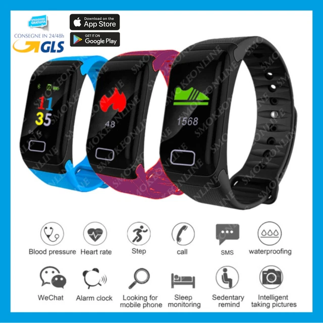 Orologio Fitness Smartwatch Bluetooth Bracciale Cardio Sport Contapassi Android