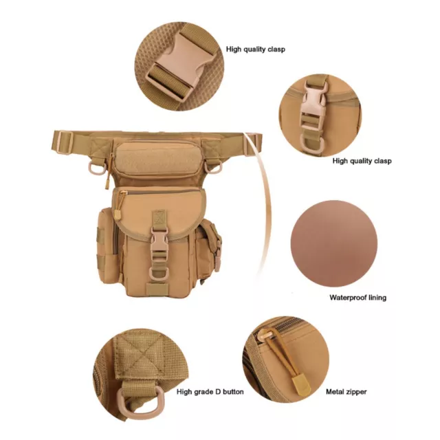 Men Drop Leg Bag Tactical Molle Thigh Waist Fanny Pack Hiking Cycling Outdoor AU 2