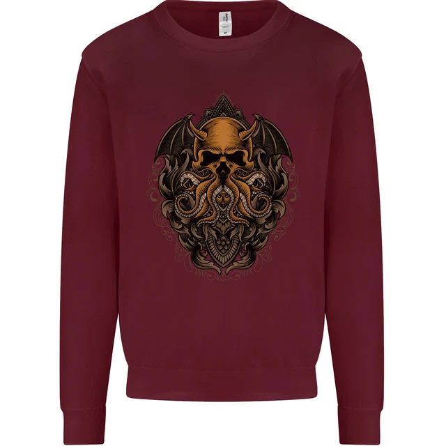 Felpa da uomo Cthulhu Octopus Kraken Devil Skull Demon 6