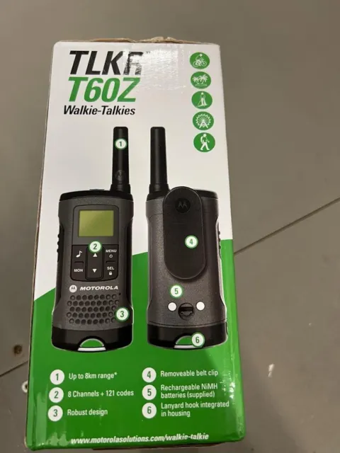 Pair of Motorola TLKR T60z walkie talkies