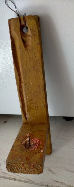 Bougeoir vintage en bois peint à la main avec base