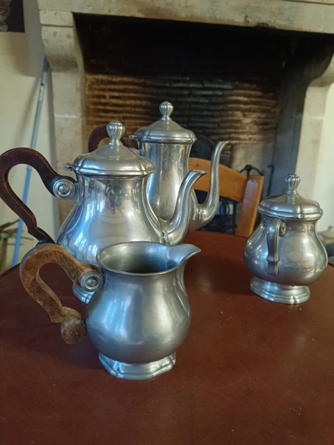 Ancien Service à Café Et Thé En étain Des Années 1920-1940, Parfait Pour Les Collectionneurs Vintage