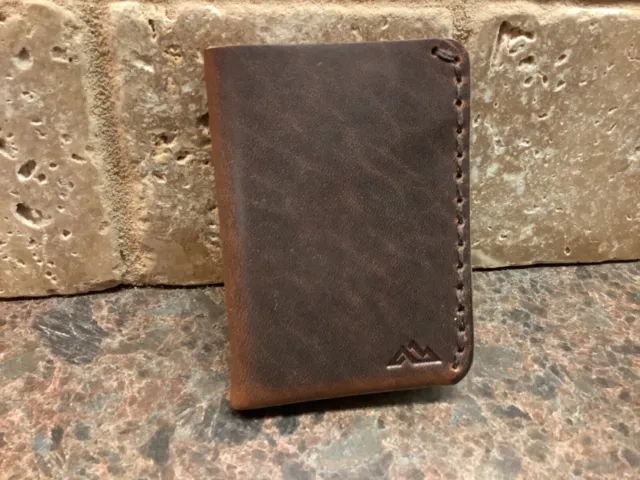 Mens FULL GRAIN LEATHER Wallet Hand Stitched Card/Cash GIFT NEW NICE!
