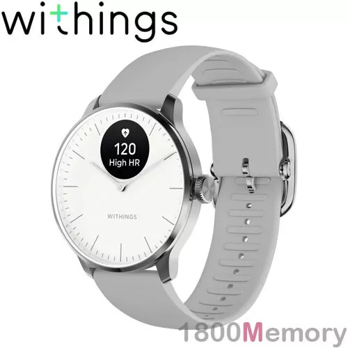 Withings 37mm ScanWatch Light Sleep Monitor Smart Watch Stainless White