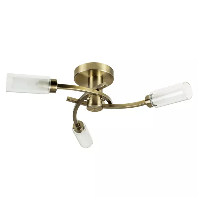 Traditional Antique Brass Ceiling Light Fitting Glass Shades LED Bulbs Lamp