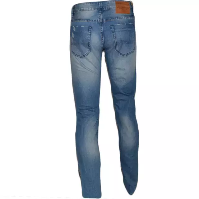 Pantalone Jeans Uomo Denim Rotture Mod Jeans Effetto Sfumato Cinque Tasche Con R 2