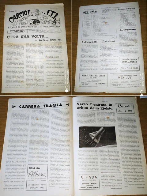 CARCIOFITI  Giornale I.T.I. Amedeo AVOGADRO Torino scuola rivista 15dicembre1959