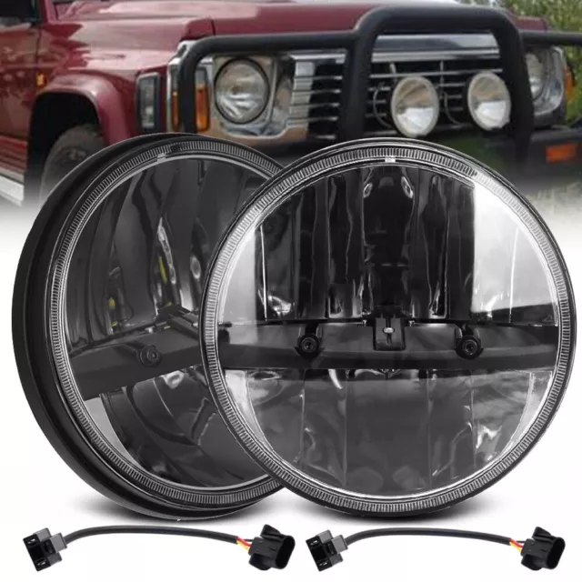 Brightest 2x 7"inch LED Headlights Hi/Lo Beam Headlamps For Jeep JK TJ GQ PATROL