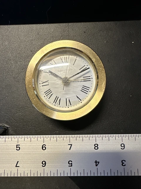 Tiffany & Co. Round Desk Quartz Alarm Clock Travel Solid Brass  Untested As Is