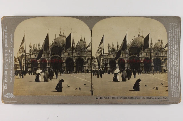 Italien Venedig Wohl Markusplatz Foto Stereo Vintage Citrat c1900