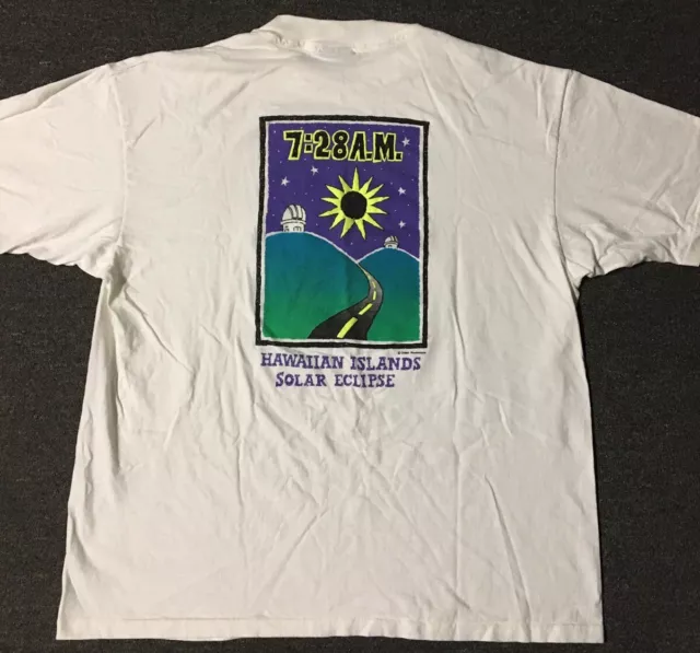 Vtg 90s Hawaii Solar Eclipse Shirt XL Single Stitch USA Beach TC Surf Sun 80s OP