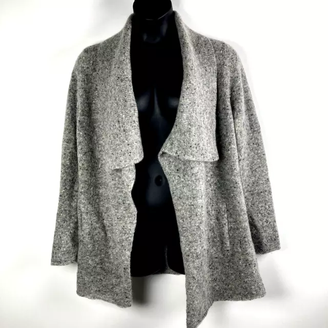 Eileen Fisher  XL Cardigan Dark Pearl Donegal Wrap Shawl Sweater Wool Mohair