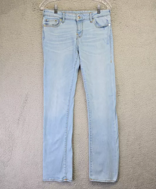 True Religion Jeans Women’s 29 Billie Midrise Straight Leg Light Wash Blue Denim