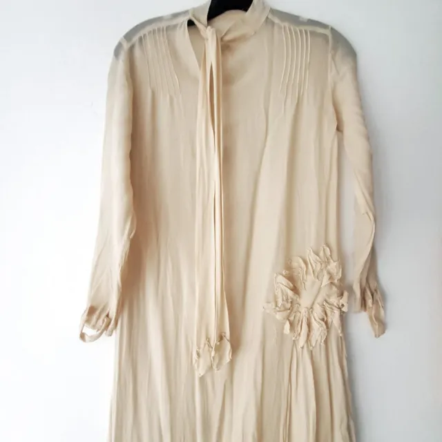 GORGEOUS RARE Vintage 1920s 1930s Arts+Crafts Flapper Deco Silk Crepe Dress VG