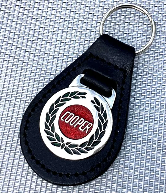 Mini Cooper  Black Leather Keyring / Key Chain