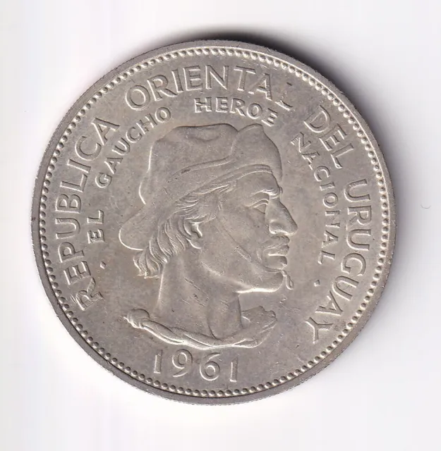 Münze Silber Peso Uruguay 10 Pesos 1961 Gedenkmünze nsw-leipzig