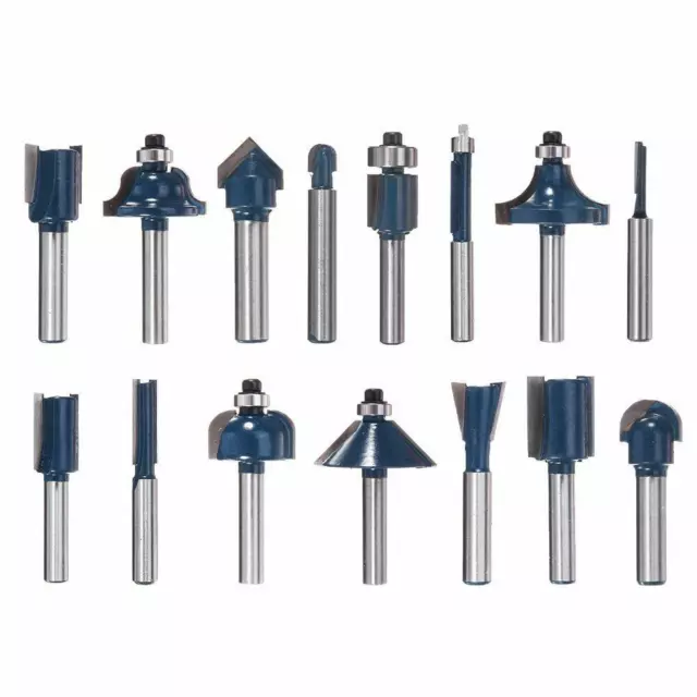 12/15Pcs 1/4 Inch Shank Milling Cutters Router Bit Set Woodworking 6.35mm Drill