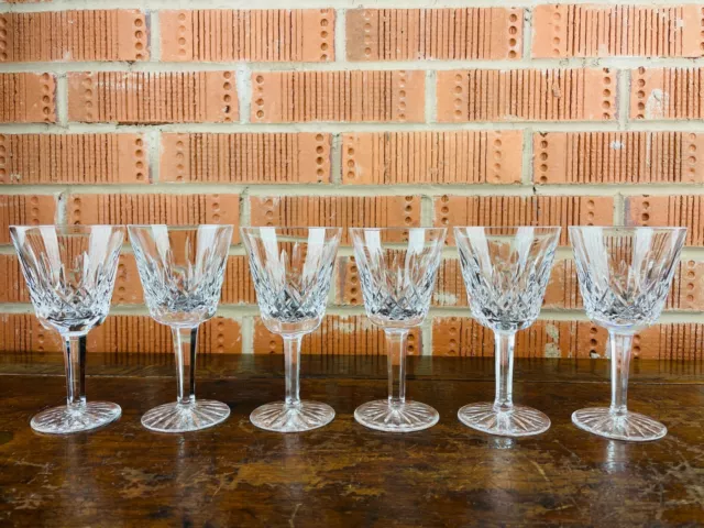 Set of Six Waterford Crystal Glass Wine Claret Glasses Lismore Pattern 5.75" 5oz