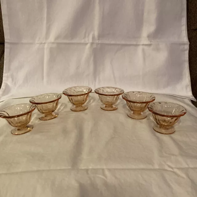 Set Of 6 Fostoria Fairfax Amber Depression Glass Nut Cup/Salt Dip