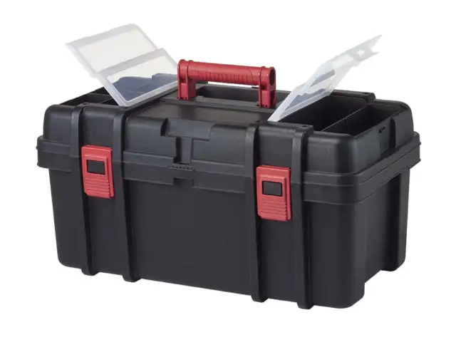 22-inch Toolbox, Plastic Tool and Hardware Storage Box Portable Garage Workshop