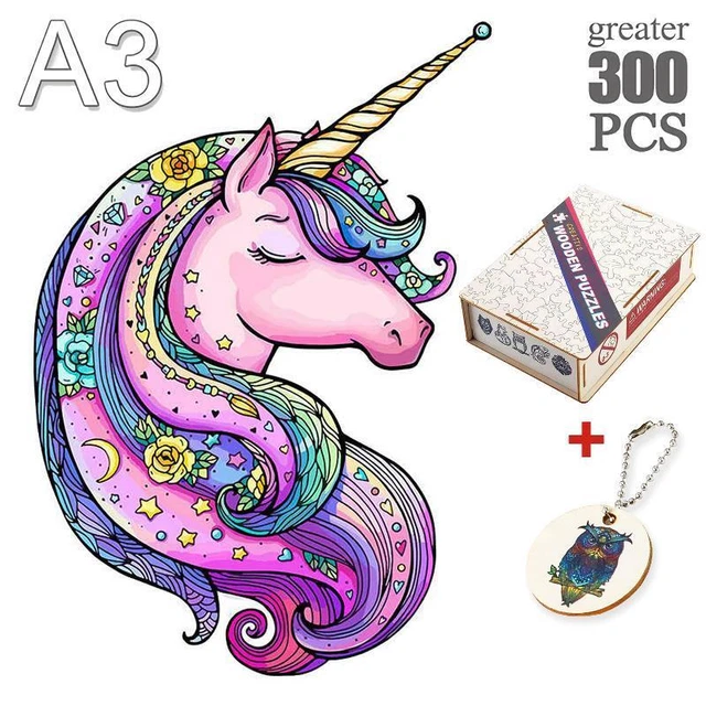 Unicorn Shape Jigsaw Puzzle Adults Kids Birthday Gifts Toys Educational Games 12