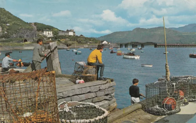 l wales welsh old antique  postcard barmouth harbour