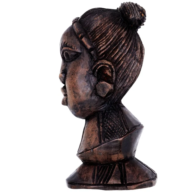 Authentic Antique African Tribal Art Carving Statue Bust Woman Head Africa Tribe