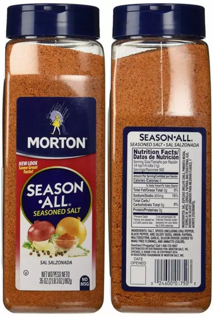 2 JARS Morton Season-All Seasoned Salt 35 oz pepper paprika FREE