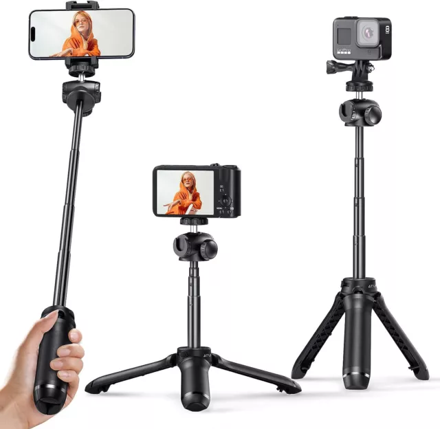 Atumtek Mini Treppiede Portatile Compatibile Gopro Smartphone Selfie Stick 1/4''