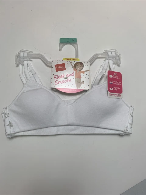 Hanes Girls' 2-Pack Molded Wirefree Bra Training, White/Nude, XX-Large (Pack Of 2