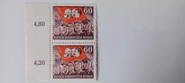 Briefmarken 2x DDR Rote Fahne Marx-Engels-Lenin-Stalin 60 Pfennig postfrisch