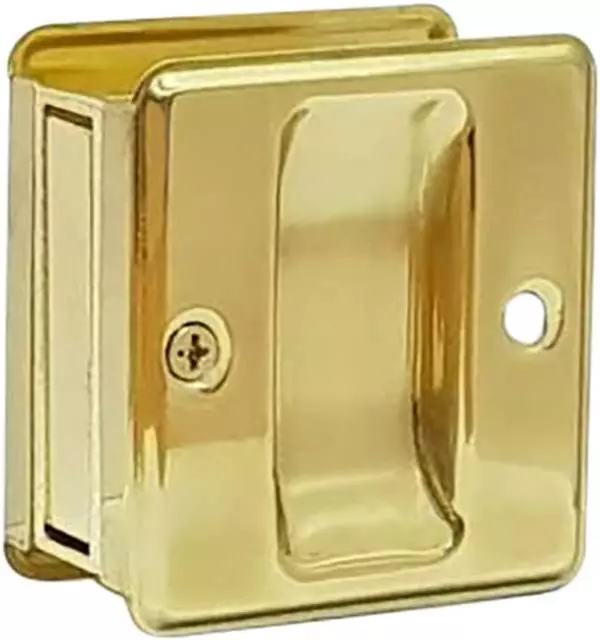 Solid Brass Sliding Door Pull Door Pocket, Polished Brass, Made in Taiwan, 1 Pac