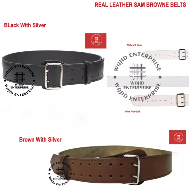 Genuine Calf Leather Sam Browne Style DUTY BELT 2'' wide 3.5m Thick Leather Belt