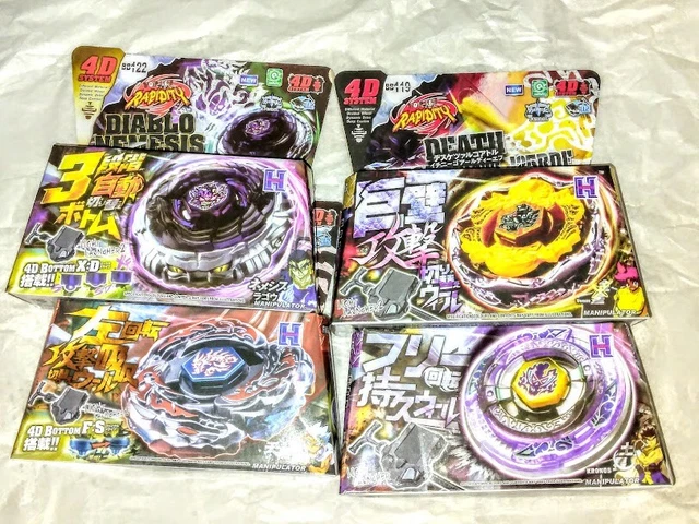 🎁🔥*¨🎁SET OF 4D🔥🎁Bey Beyblade SPINNER 🔥🎁 L-DRAGO  SCYTHE KRONOS NEMISIS XD