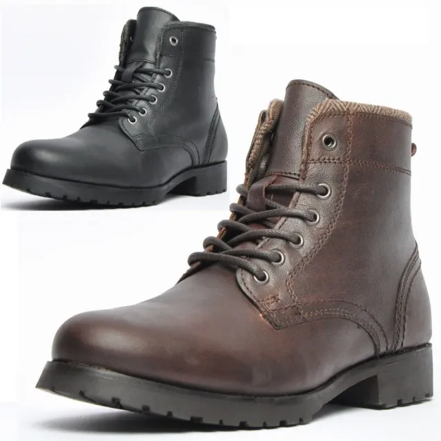 Mens Leather Army Military Combat Lace Up Walking Work Ankle Biker Boots Shoes