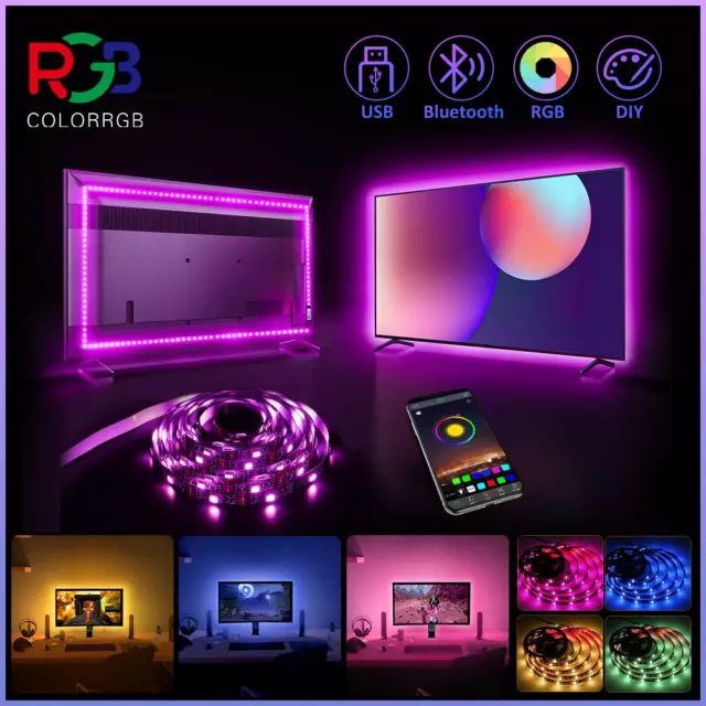 Ruban LED USB Lumineux Bande Lumineuse RGB5050 Bluetooth pour Android Apple Neuf