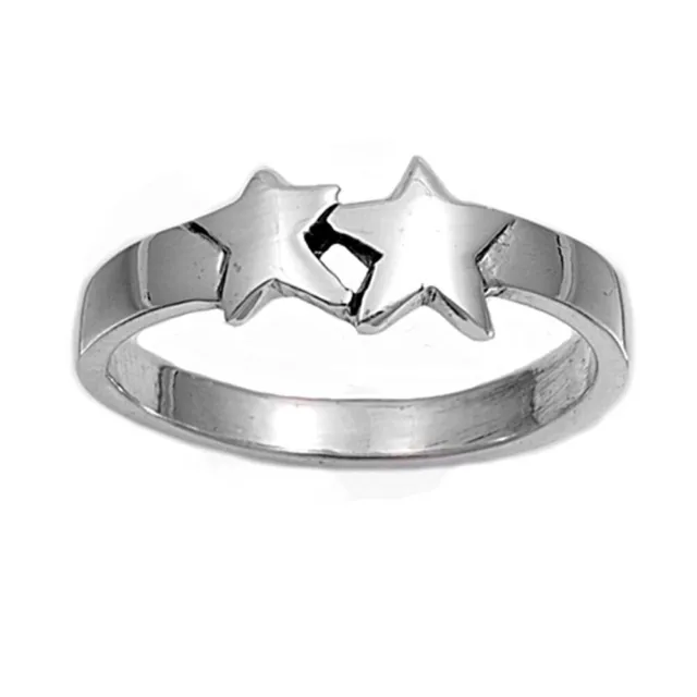 Star Polished Moon Constellation Ring New .925 Sterling Silver Band Sizes 1-4