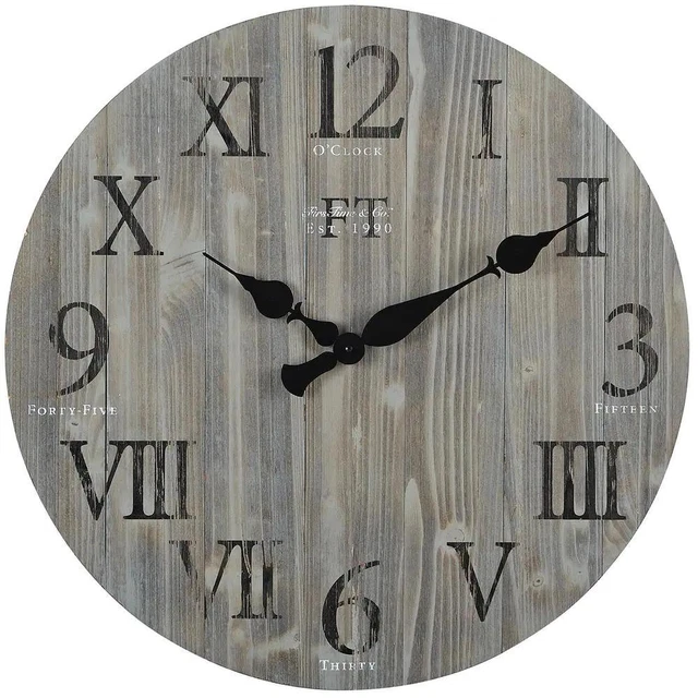 FirsTime & Co Analog Wall Clock Barn Wood Gray Rustic Farmhouse Style 24 in. Dia