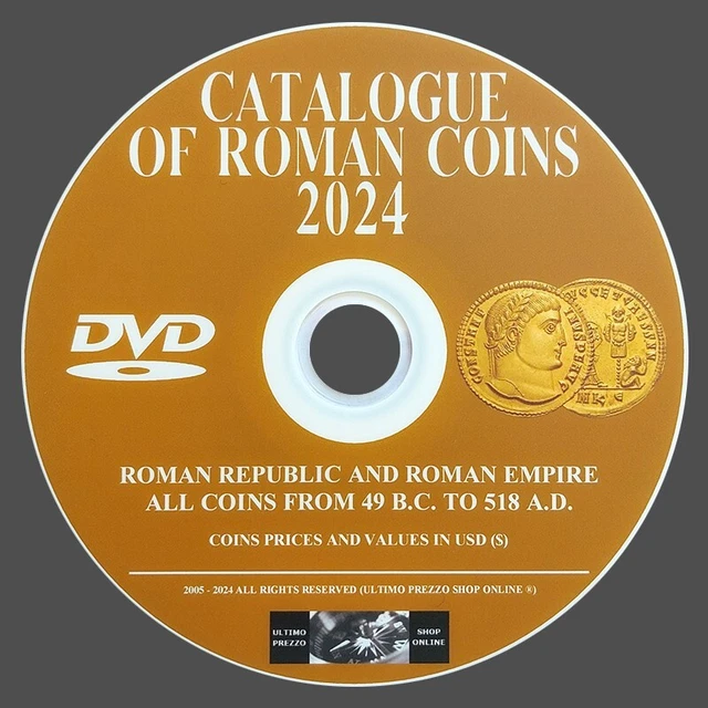 Catalogue Pièces Monnaies Romaines 2024 Sur Dvd - Avec Prix - Anglaise -Original