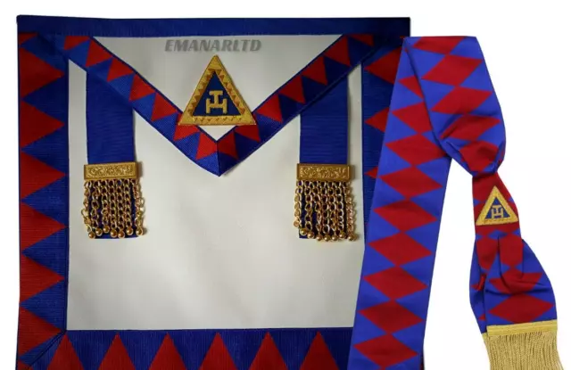 Masonic Royal Arch Provincial Apron Lambskin Leather and Sash NEW TOP QUALITY