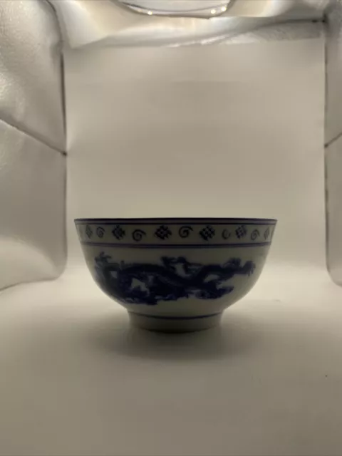 15thC Antique Chinese Ming Dynasty YongLe Blue White Porcelain Bowl w/ Dragon NR